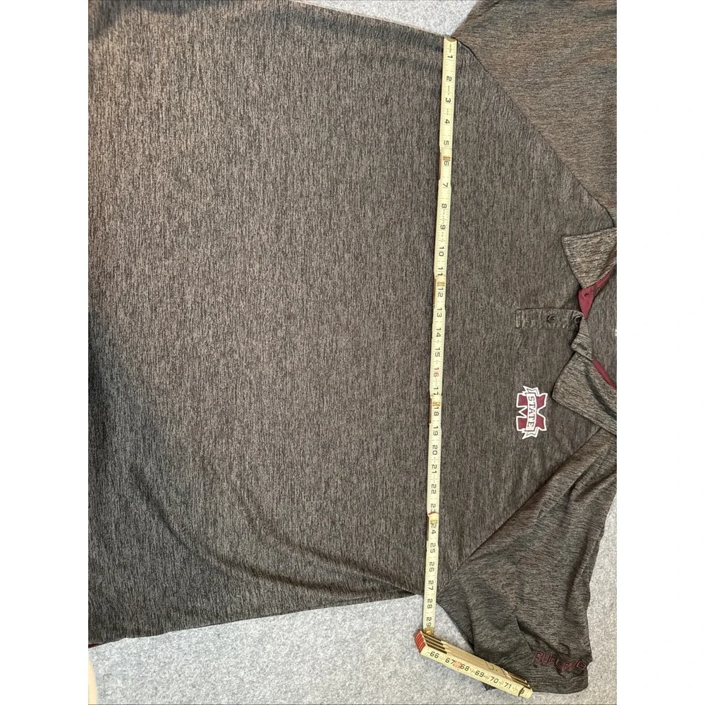 Mississippi State Bulldogs Polo Shirt Grey Mens Sz 2X Bulldog Logo